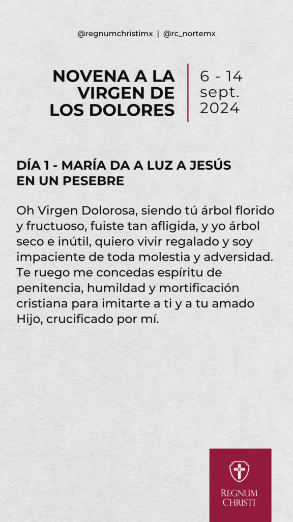 Día 1: Novena a la Virgen de los Dolores