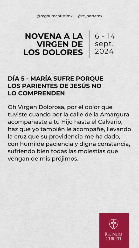 Día 5: Novena a la Virgen de los Dolores